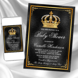Invitation Baby Shower Prince Or Noir