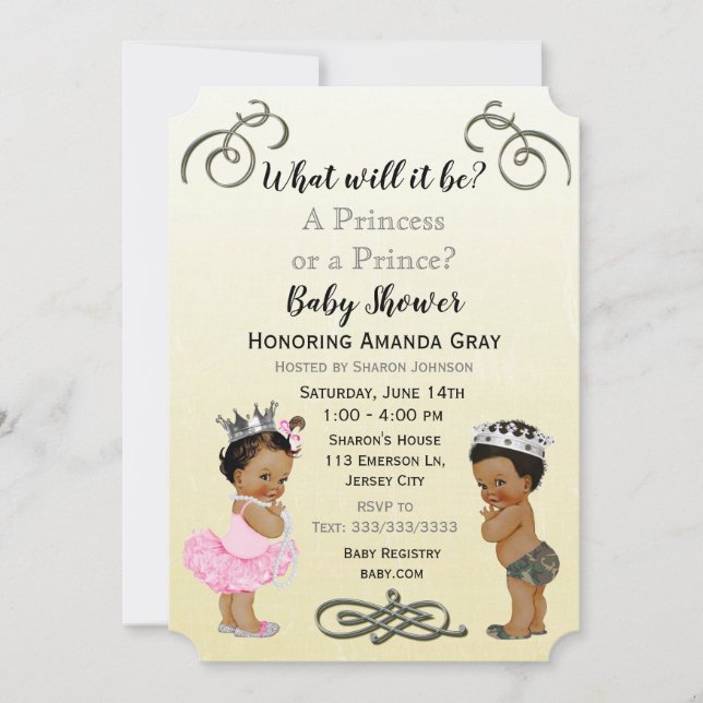 Invitation Baby shower Prince ou Princesse (Devant)