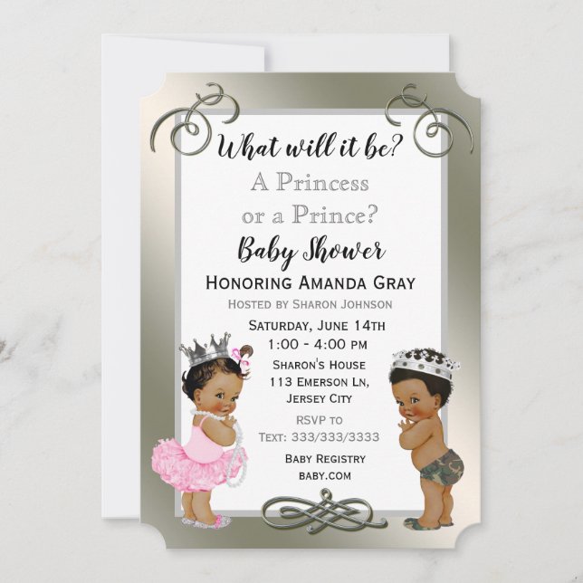 Invitation Baby shower Prince ou Princesse (Devant)