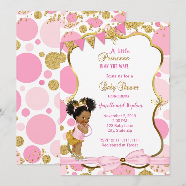 Invitation Baby shower Princess (Devant / Derrière)