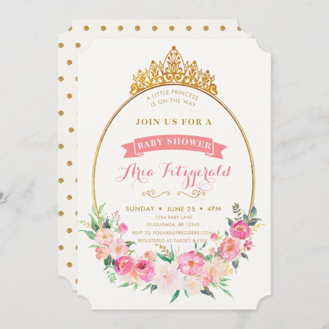 Invitation Baby shower Princess (Devant / Derrière)