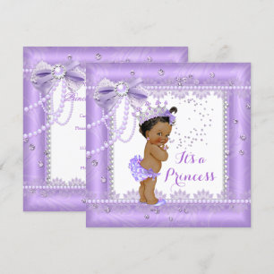 Invitation Baby Shower Princess Arc-en-ciel Ruban Dentelle Ge