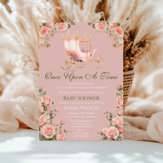 Invitation Baby shower Princess Carrie Vintage rose Roses