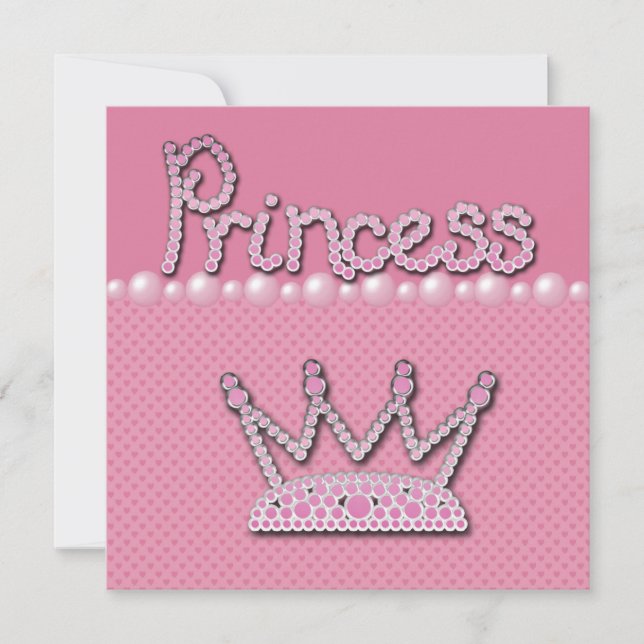 Invitation Baby shower Princess Crown Shoks & Jewel Pacifier (Devant)