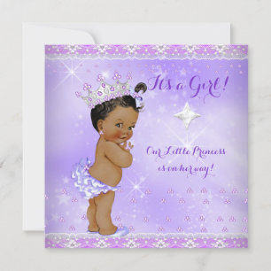 Invitation Baby Shower Princess Lilac Violet Lavande Ethnique