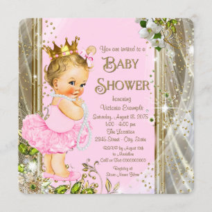 Invitation Baby shower Princess Tutu Gold rose