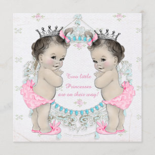 Invitation Baby shower Princess Twin Girl