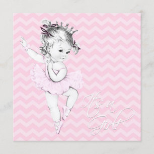 Invitation Baby shower princesse Ballerina rose