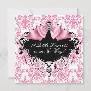 Invitation Baby shower princesse Damas noire rose