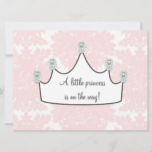 Invitation Baby Shower Princesse Damassé Rose pour Bébé Fille