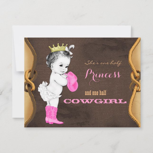 Invitation Baby shower princesse de fille rose (Devant)