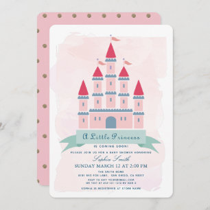 Invitation Baby shower princesse du château rose
