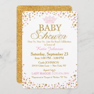 Invitation Baby shower princesse Gold Parties scintillant