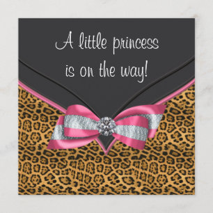 Invitation Baby Shower Princesse Guépard Rose
