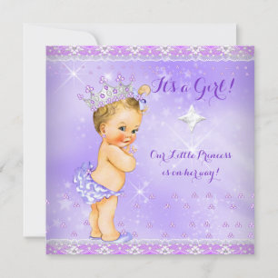 Invitation Baby Shower Princesse Lilac Violet Lavande Blonde