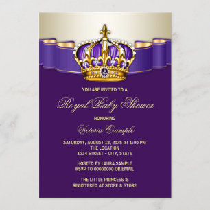 Invitation Baby Shower Princesse Or Royal Violet Or