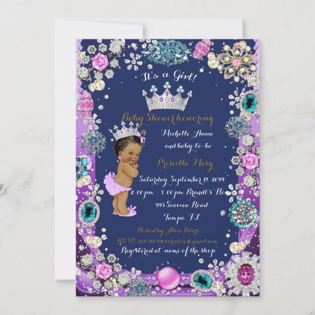 Invitation Baby shower princesse, petite princesse (Devant)
