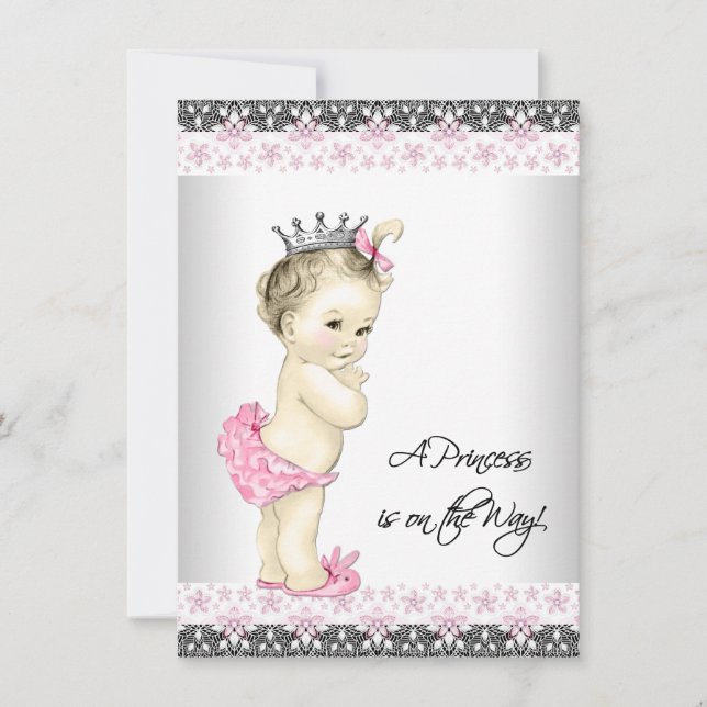 Invitation Baby shower princesse rose (Devant)