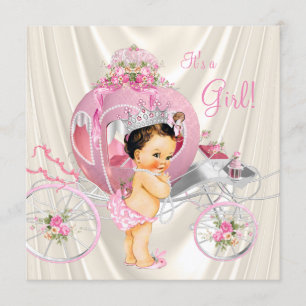 Invitation Baby shower princesse rose et ivoire Pearl