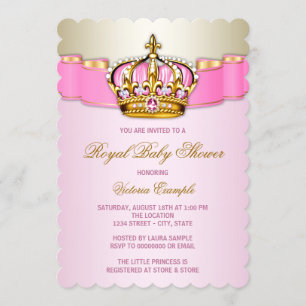 Invitation Baby shower princesse rose et or