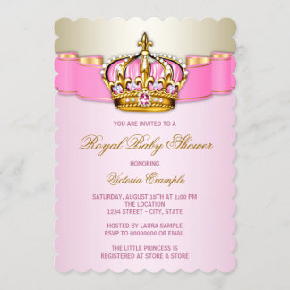 Invitation Baby Shower Princesse Rose et Or