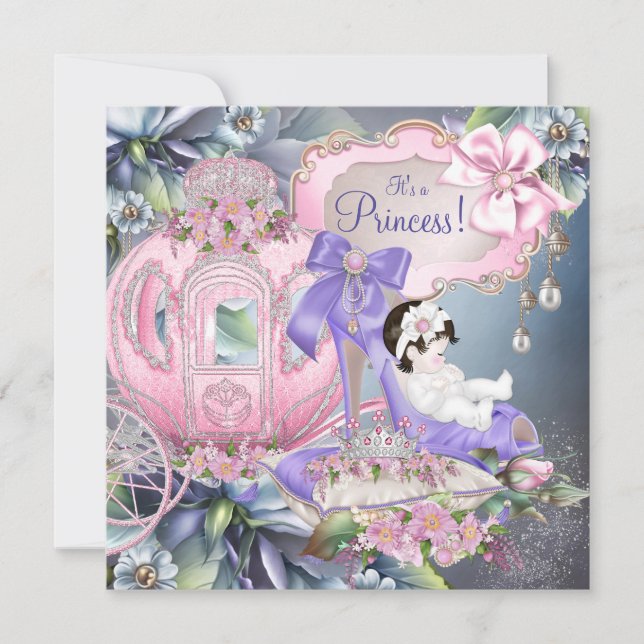 Invitation Baby Shower Princesse Rose et Violet (Devant)