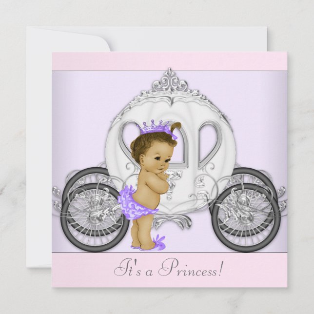 Invitation Baby shower princesse rose et violette (Devant)