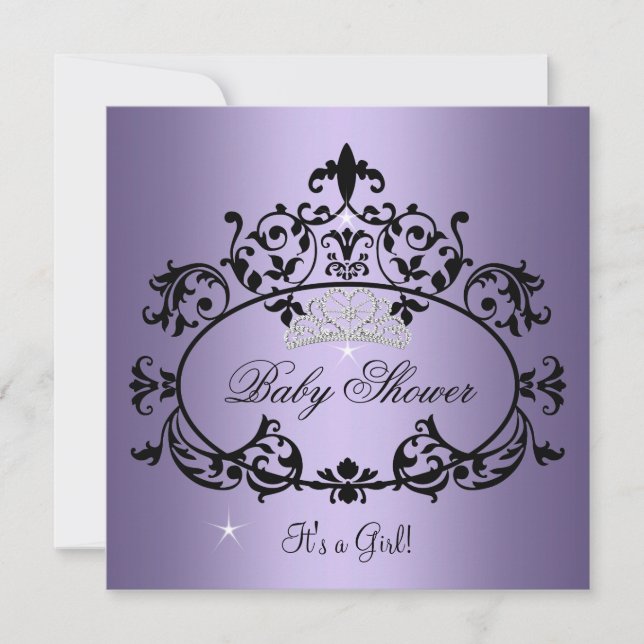 Invitation Baby shower Princesse Tiara Black (Devant)