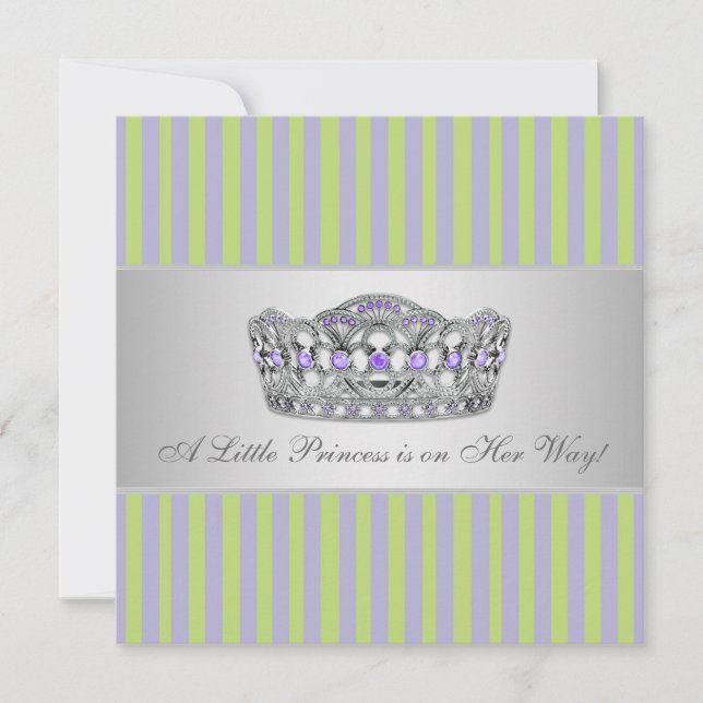 Invitation Baby shower Princesse Tiara Green Purple Girl (Devant)