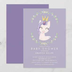 Invitation Baby shower Princesse Unicorn