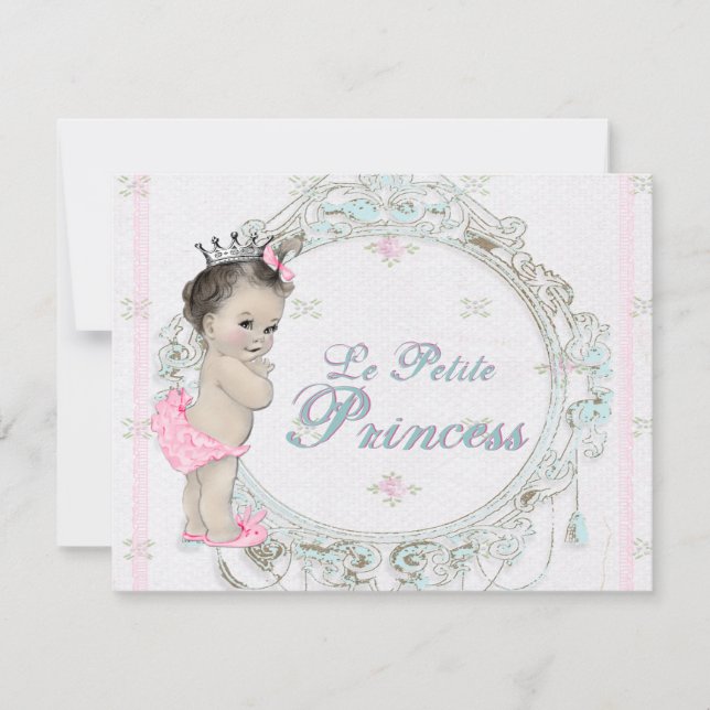 Invitation Baby shower princesse Vintage doux (Devant)