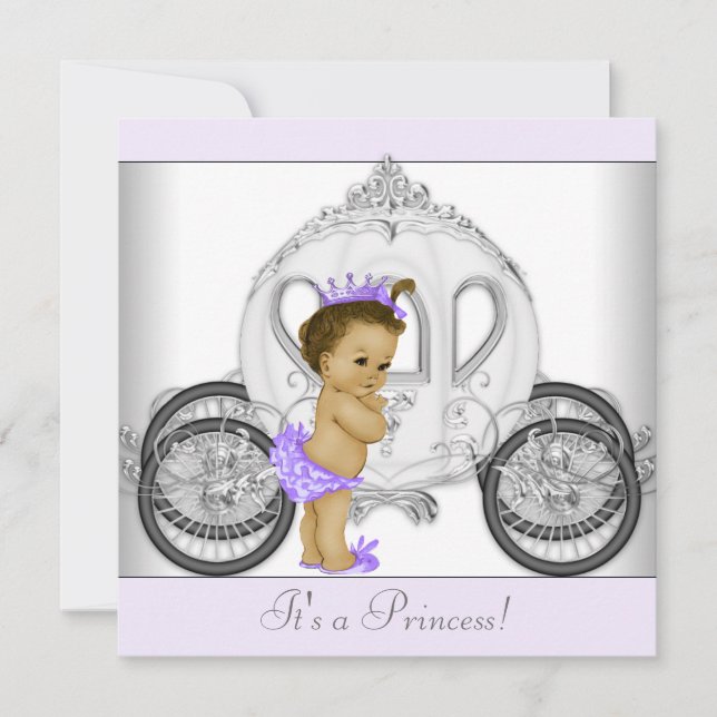 Invitation Baby shower princesse violet lavande (Devant)