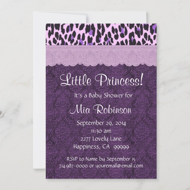Invitation Baby shower princière Leopard S21K (Devant)