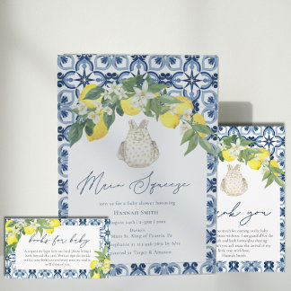 Invitation Baby shower principal au citron méditerranéen