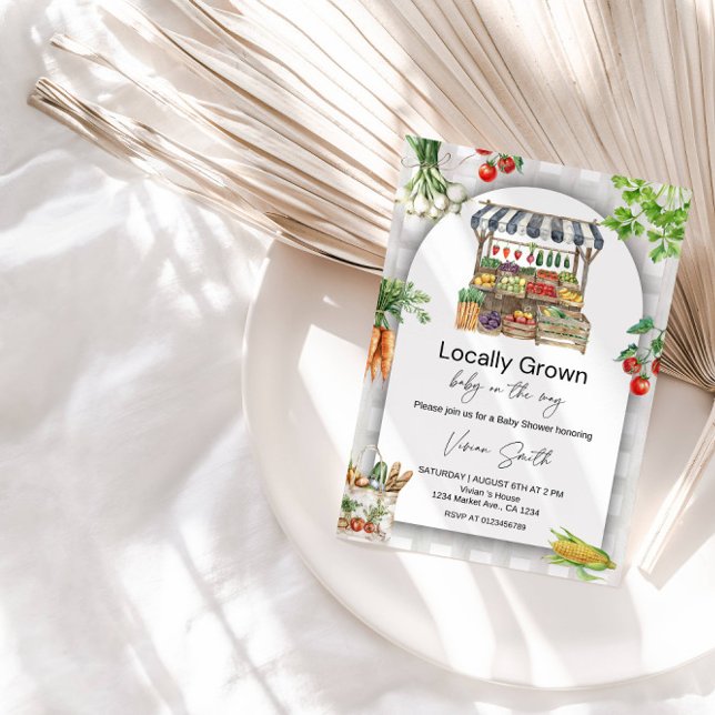 Invitation Baby Shower « Produits locaux » – Charmant thème d (Créateur téléchargé)