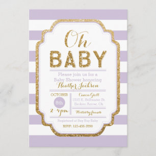Invitation Baby shower Purple Et Or, Baby Girl
