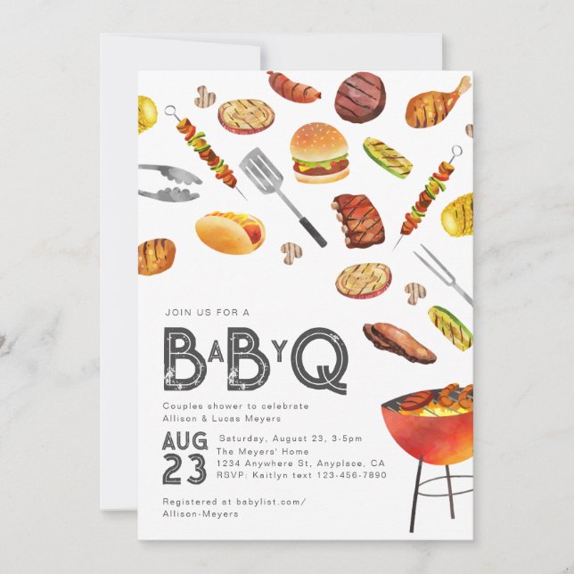 Invitation Baby shower Q bébé | Baby shower Co-Ed (Devant)