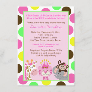 Invitation Baby shower Queen of the Jungle & Frien