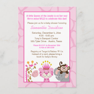 Invitation Baby shower Queen of the Jungle & Frien