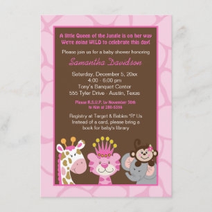 Invitation Baby shower Queen of the Jungle & Frien