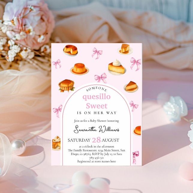Invitation baby shower quesillo Pink Bow (Créateur téléchargé)