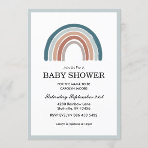 Invitation Baby shower Rainbow Blue Boy