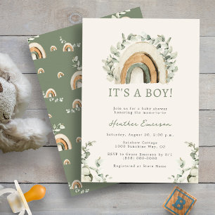 Invitation Baby shower Rainbow Boy