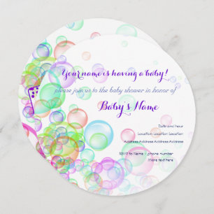 Invitation Baby shower Rainbow Soap Bubbles