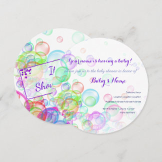 Invitation Baby shower Rainbow Soap Bubbles