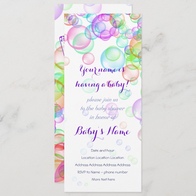 Invitation Baby shower Rainbow Soap Bubbles (Devant / Derrière)