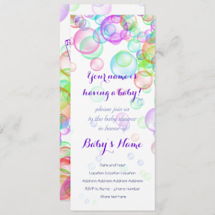 Invitation Baby shower Rainbow Soap Bubbles