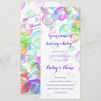 Invitation Baby shower Rainbow Soap Bubbles