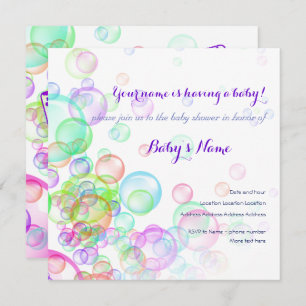 Invitation Baby shower Rainbow Soap Bubbles