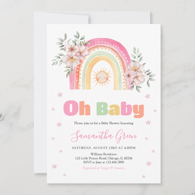 Invitation Baby shower Rainbow Sunshine (Devant)